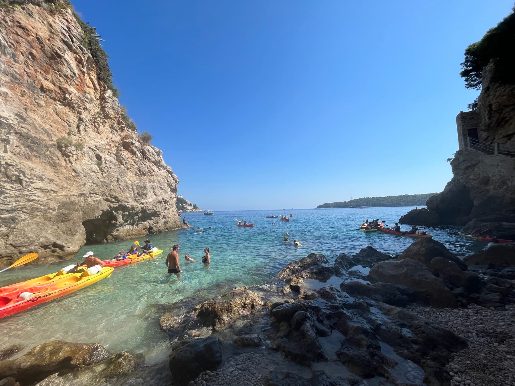 A swim stop in a rocky cove
